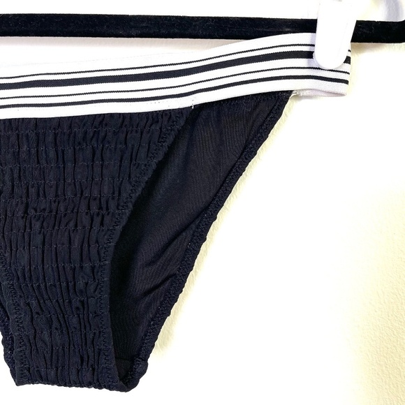 Victoria's Secret Bikini Bottoms Crinkle Crepe Black with White Black Strap XS - Picture 11 of 13